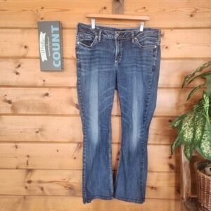 Silver Jeans SUKI Slim Bootcut Mid Flap Embroider Western Plus Sz 18(38") X 29"